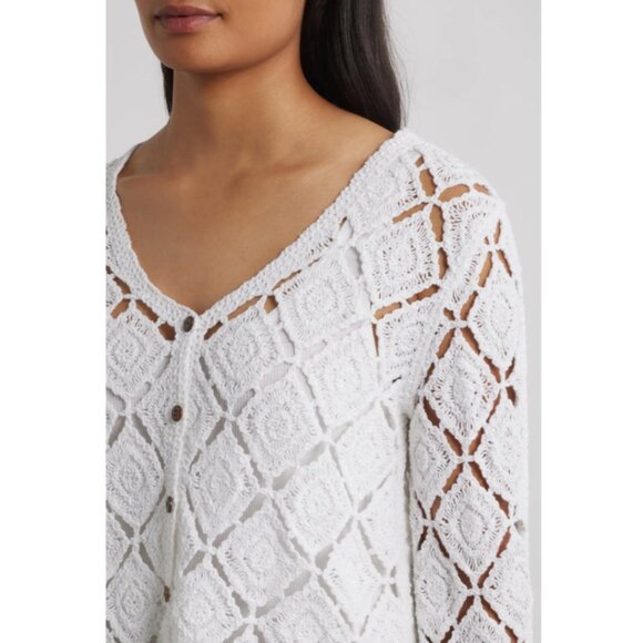 Bobeau Crochet Cardigan Bobeau White Sz.L - Picture 5 of 13